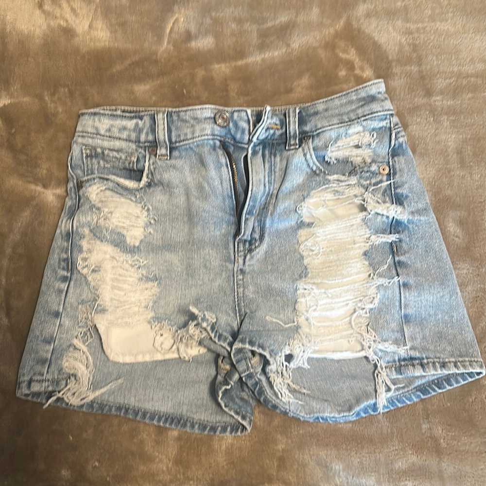American Eagle Super High Waist Denim Soft Stretch Shorts- Size 000